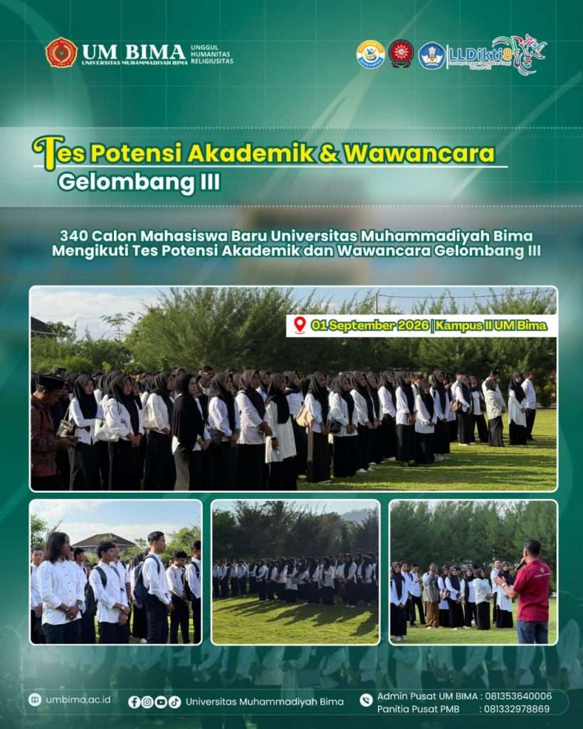 340 Calon Mahasiswa Ikuti Tes CAMABA Gelombang Terakhir UM Bima, PKKMB Dimulai 5 September