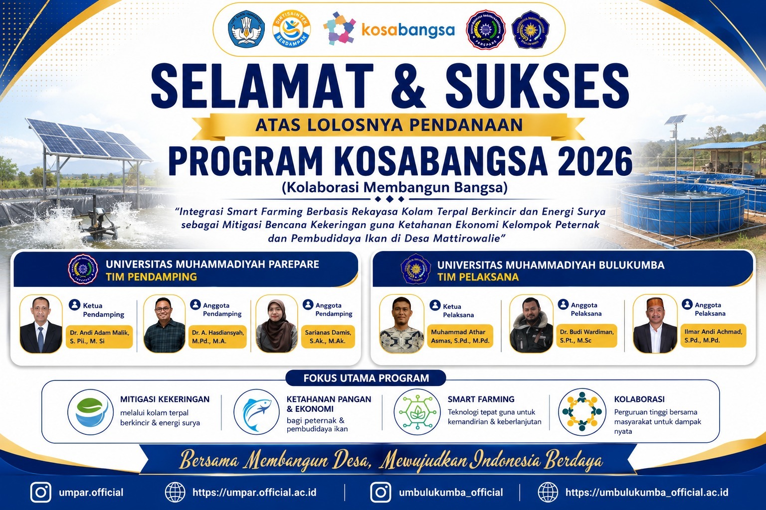 UM Bulukumba Raih Pendanaan Kosabangsa 2026, Kembangkan Smart Farming Hadapi Kekeringan